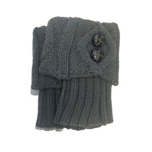 NEW Boot Cuff  Dark Gray brown buttons Winter Warm Short Boot Cable Knit Legging